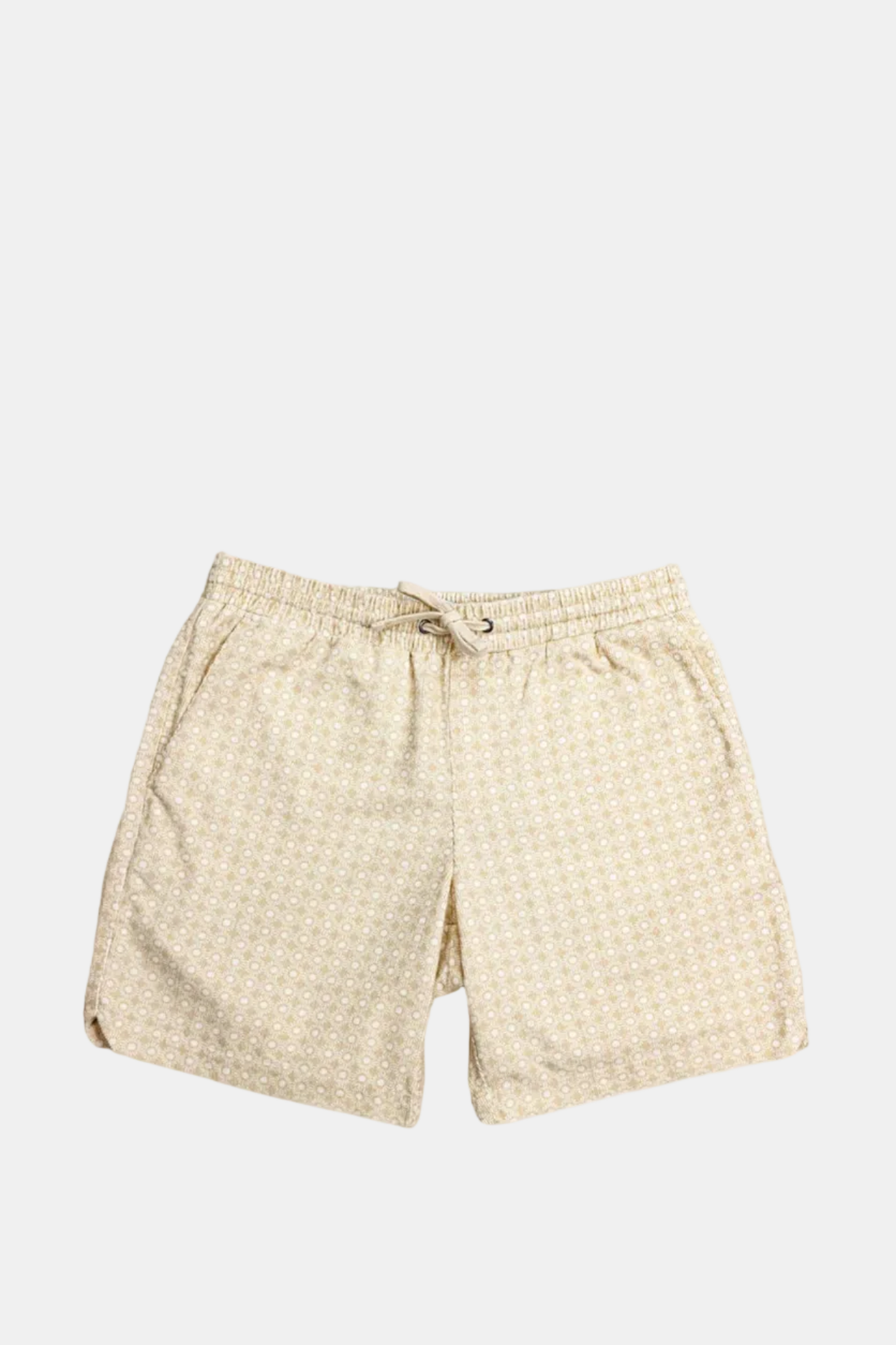 Beige checkered shorts on a white background