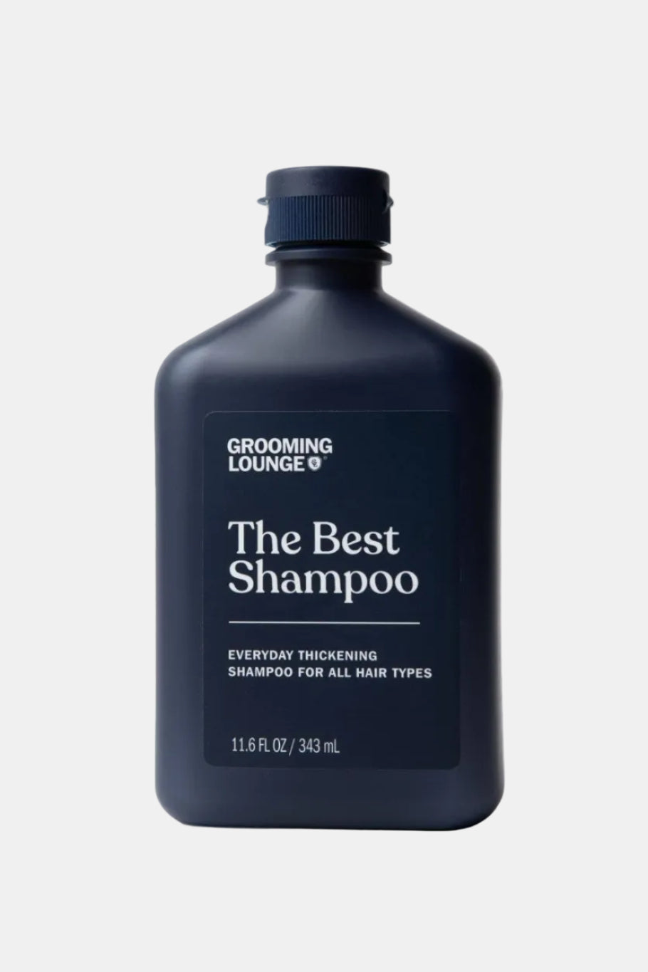 Bottle of 'The Best Shampoo' from Grooming Lounge on a white background