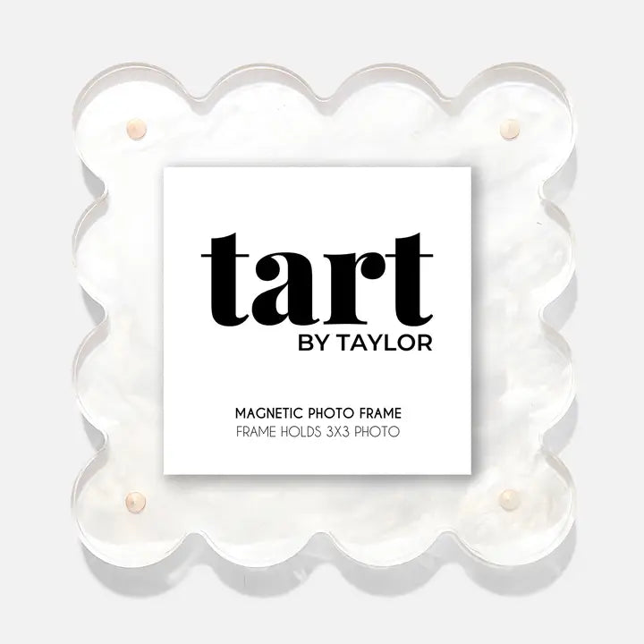 Magnetic photo frame with 'tart by Taylor' branding on a white background