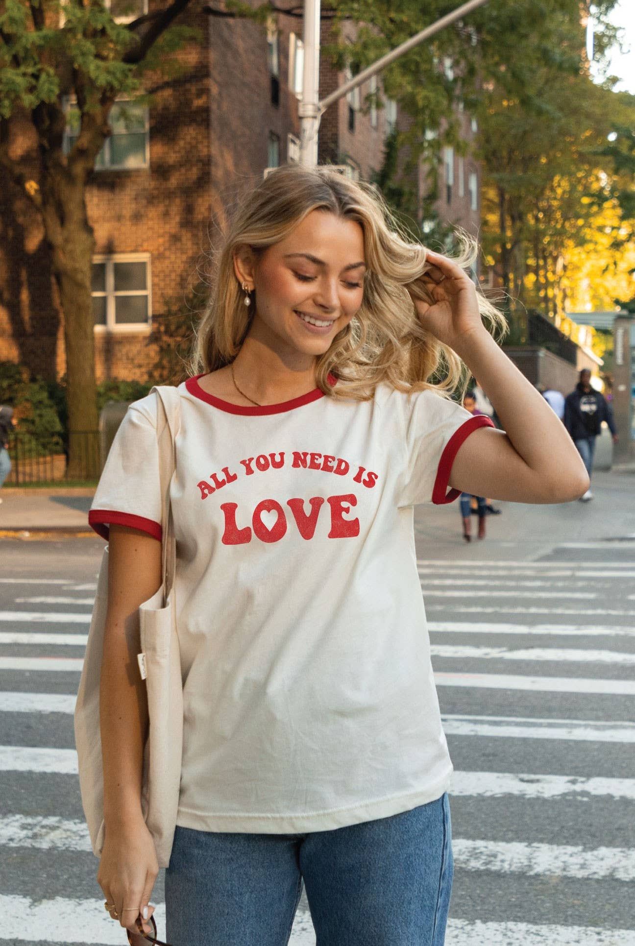 ALL YOU NEED IS LOVE Ringer Graphic T-Shirt
