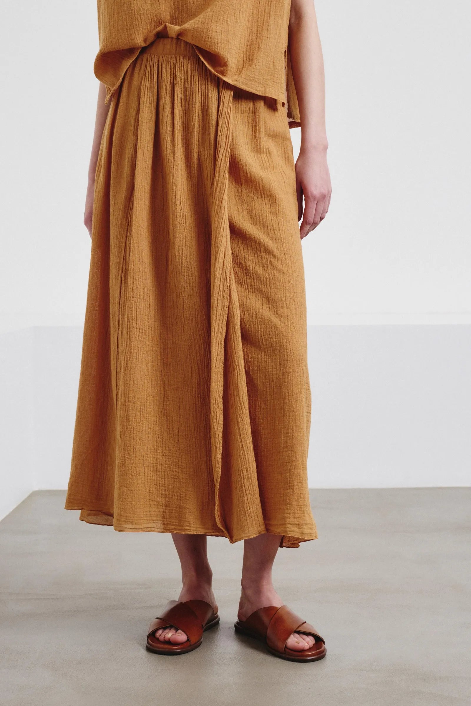 Skirt in organic cotton crêpe gauze