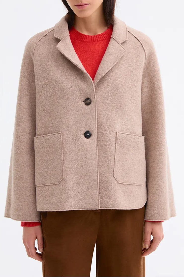 Boiled Wool Jacket With Raglan Sleeves