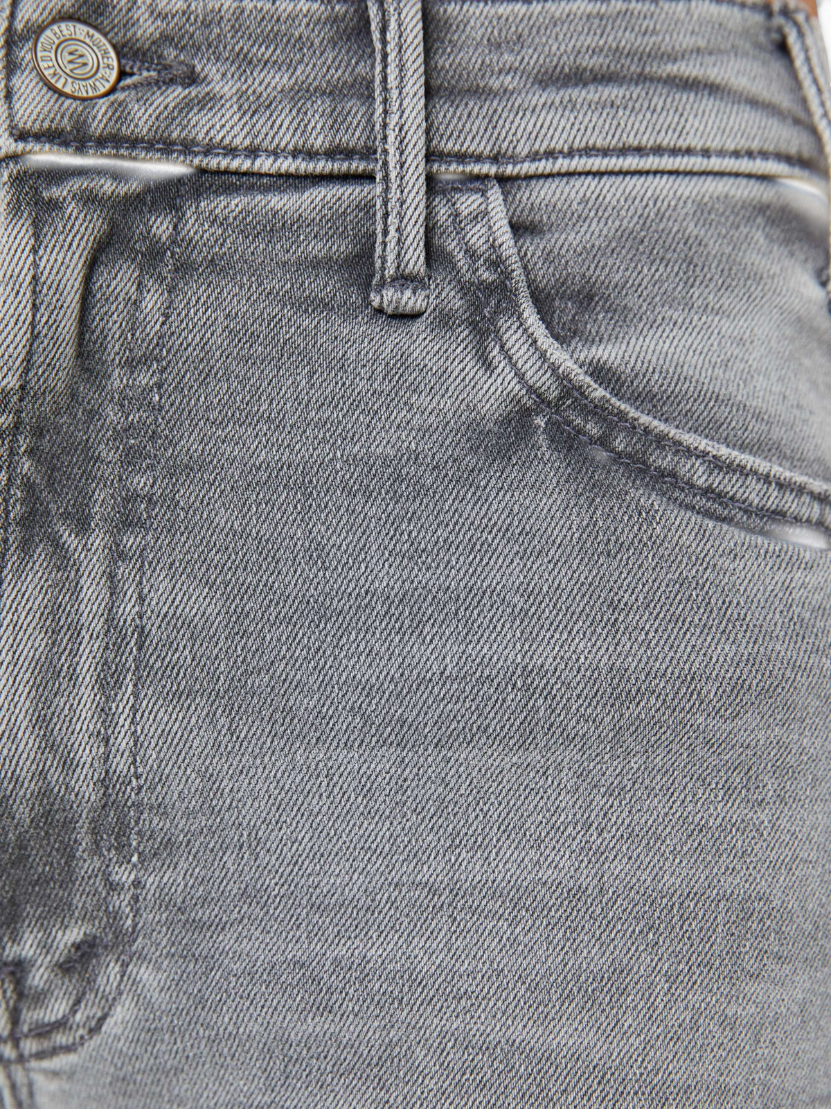 The Copper Shed The Hustler Roller Skimp light grey stretch denim jeans featuring a high rise and zip fly detail