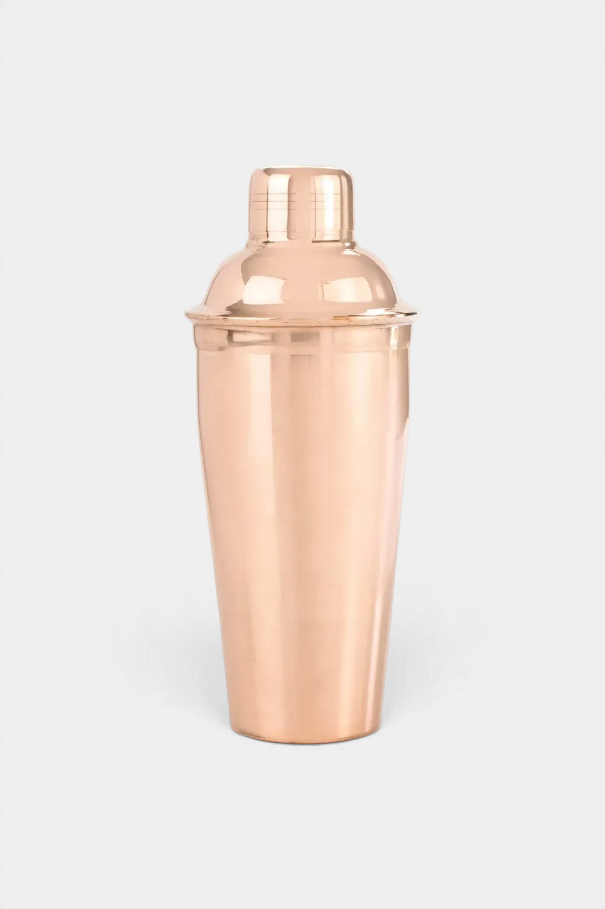 The Copper Shed 22oz solid copper cocktail shaker with a smooth polished finish for home bartending.