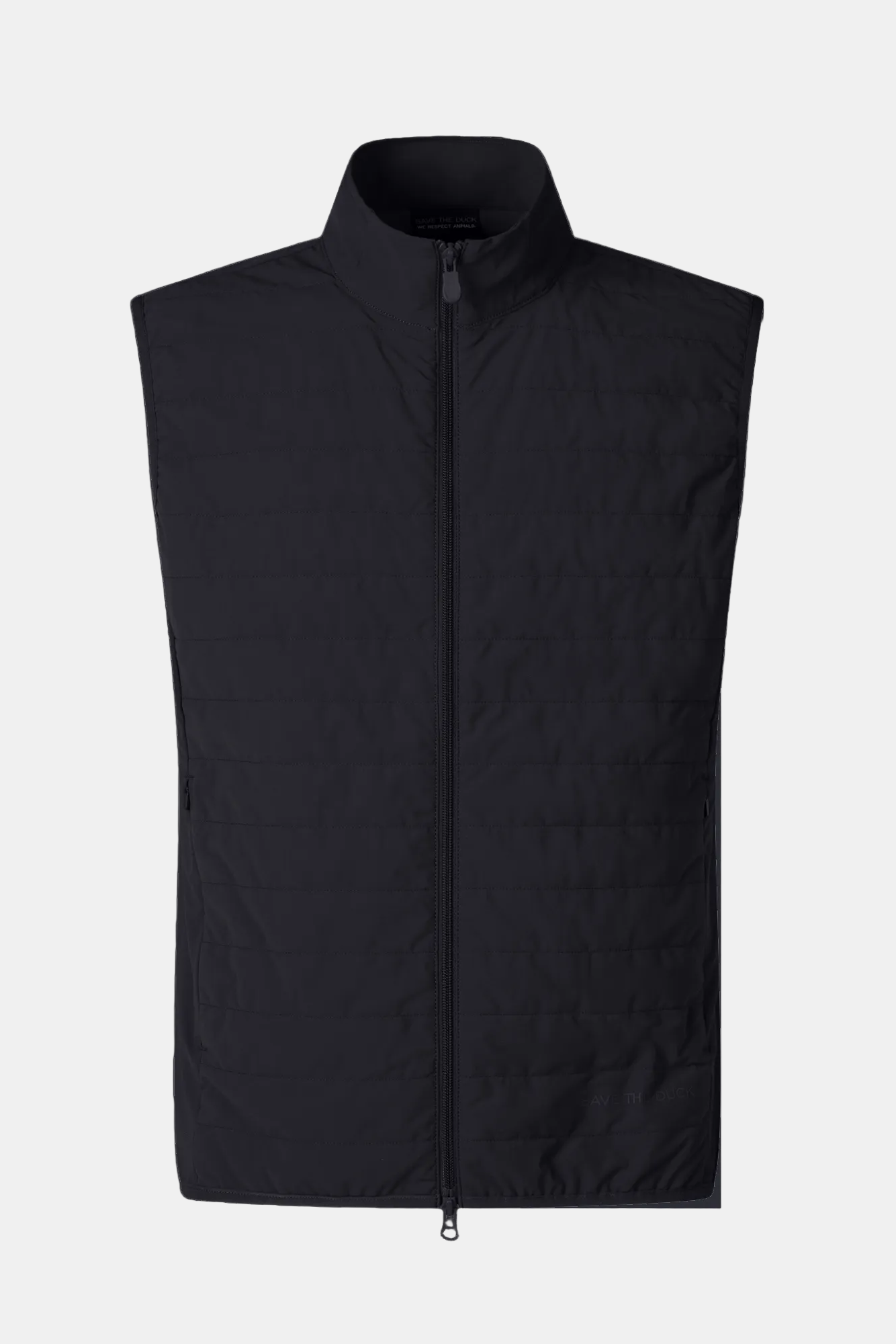 Black sleeveless vest on a white background