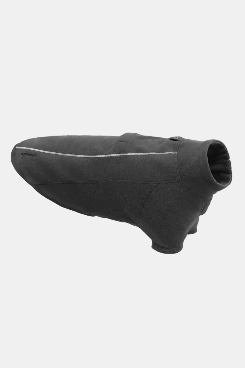 Black dog coat with reflective strip on a white background