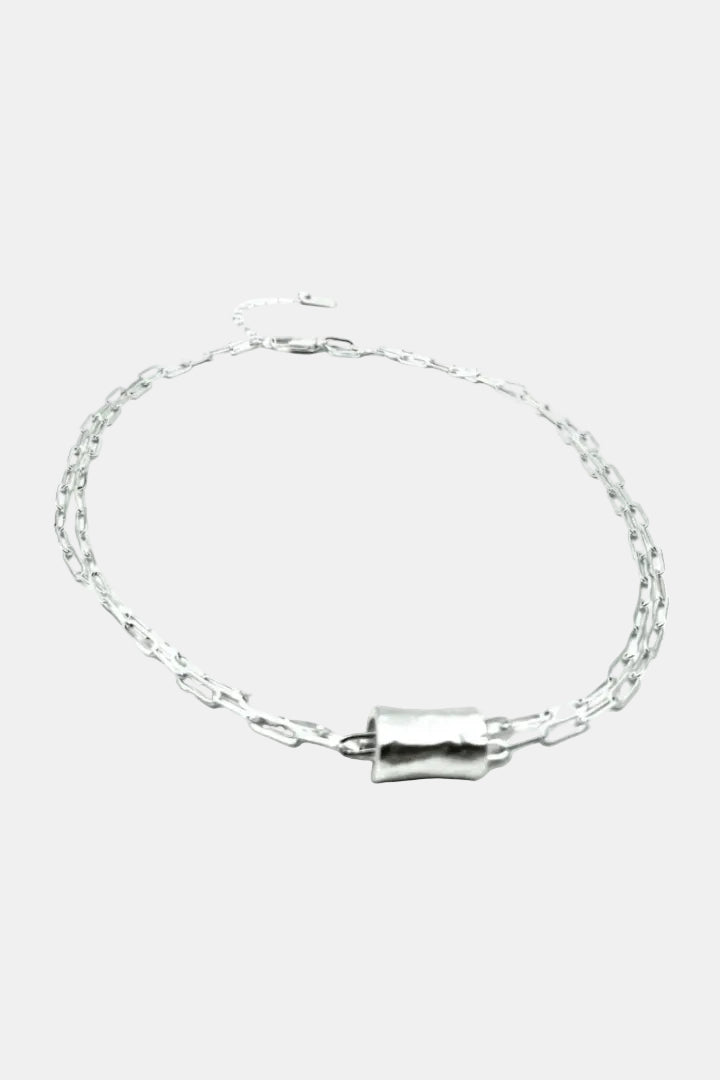 Silver bracelet on a white background