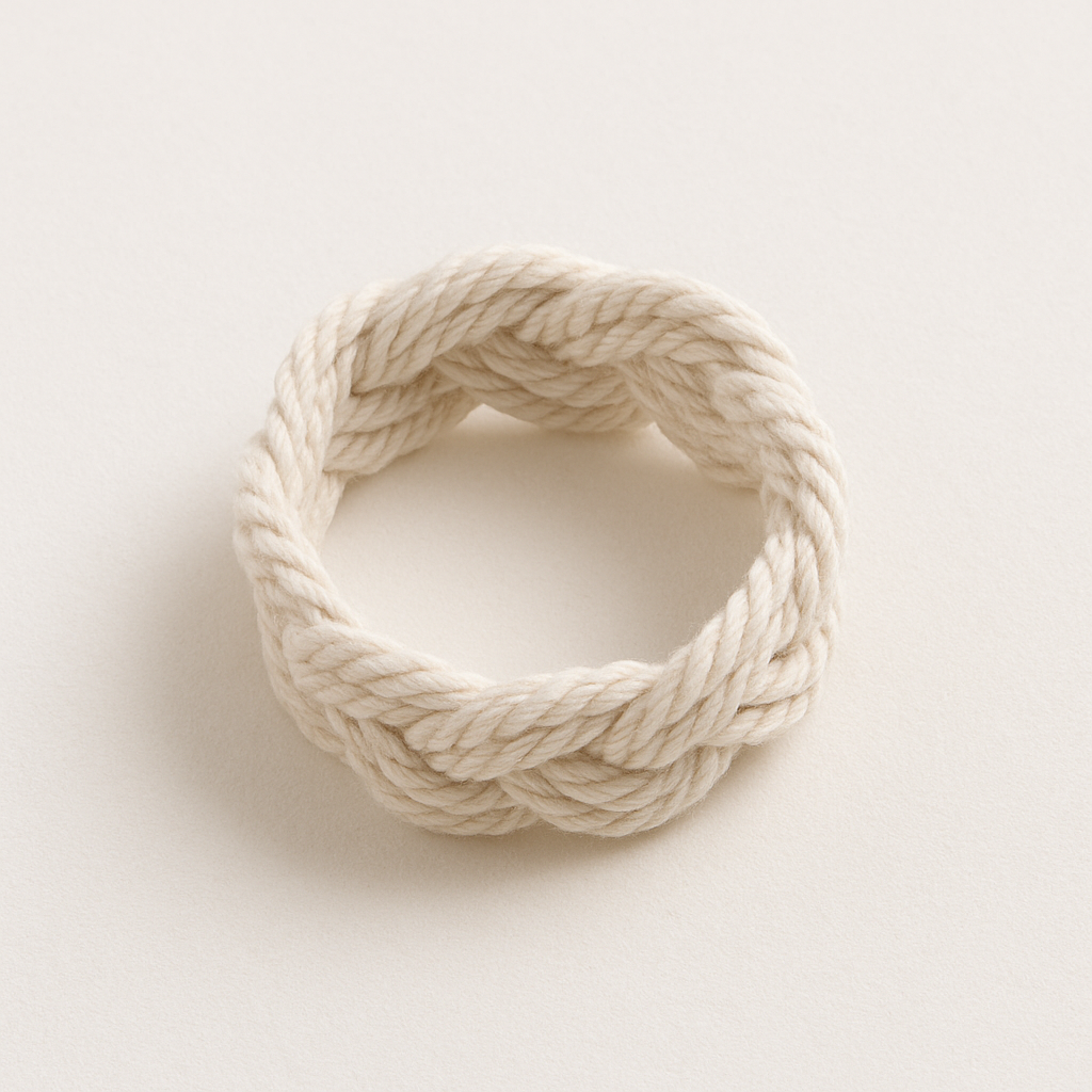 Coiled rope on a light beige background