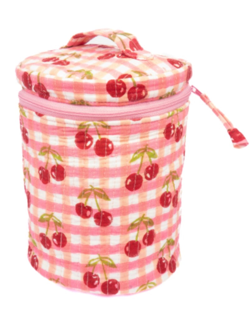 Inner child cherry round upright makeup bag