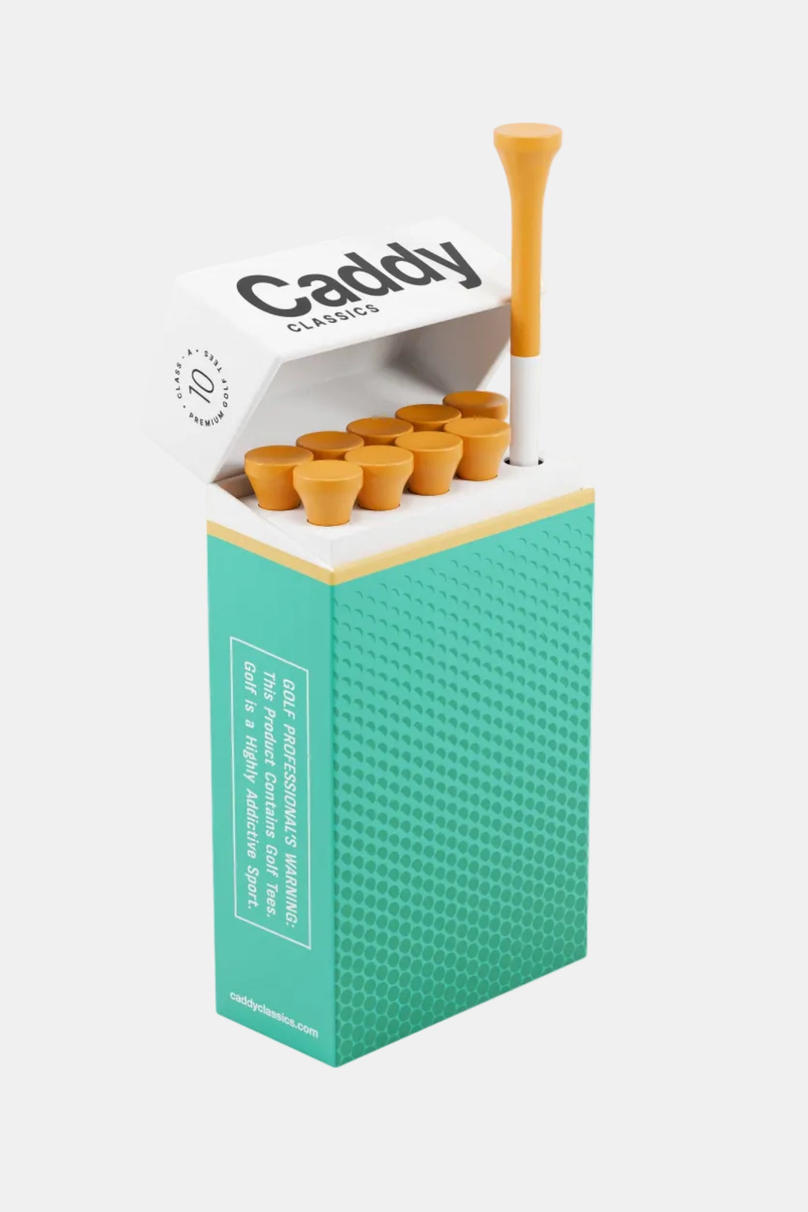 Caddy Classics golf tee set with green box on a white background