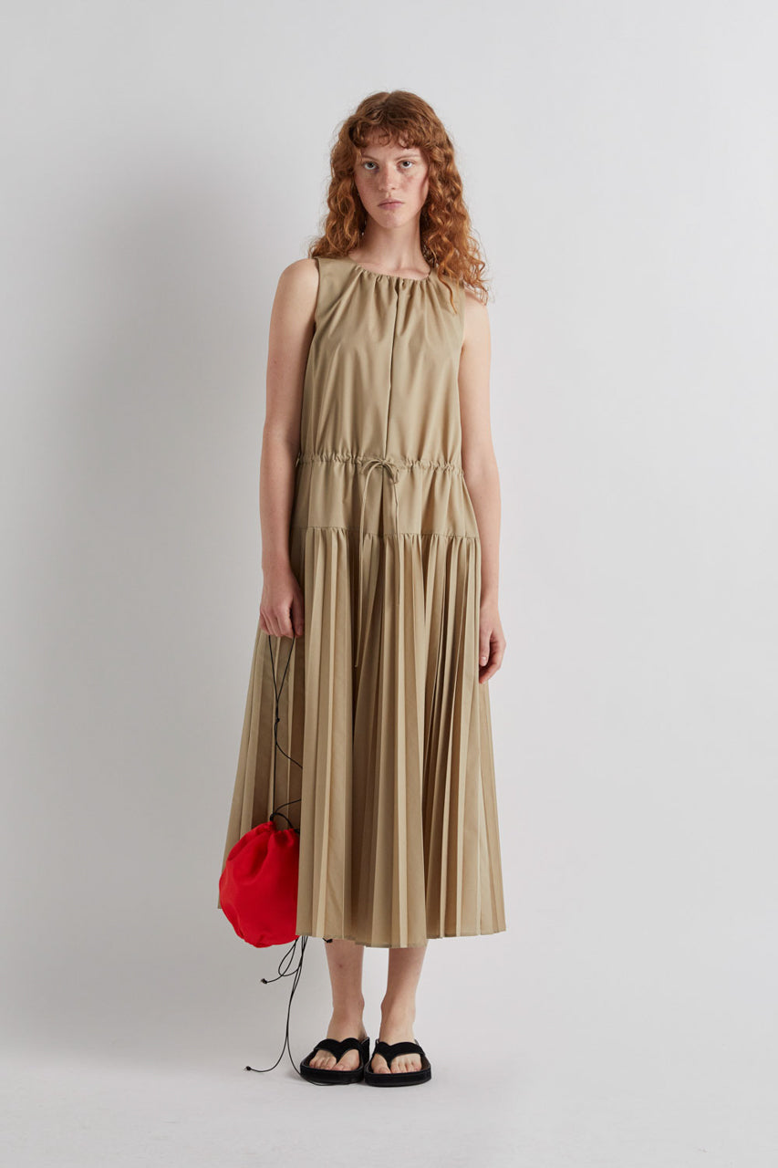 Long Dress with Pleated Skirt