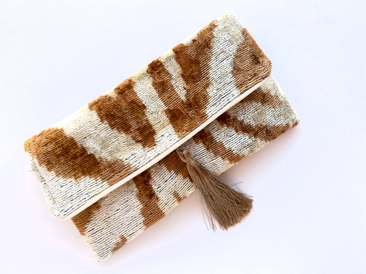 Silk Velvet Ikat Clutch