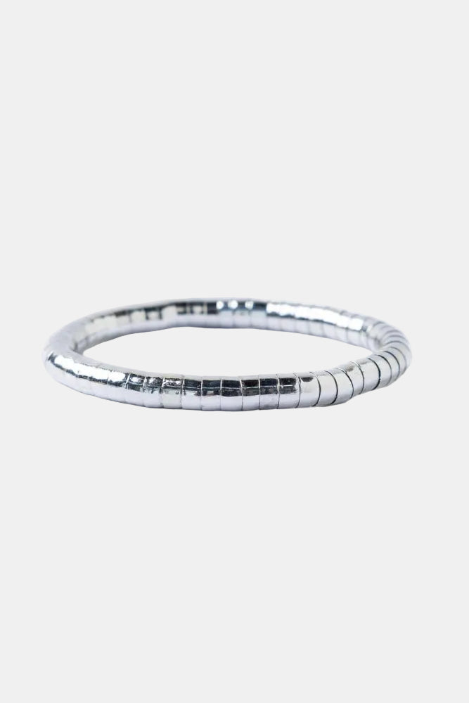 Silver bracelet on a white background