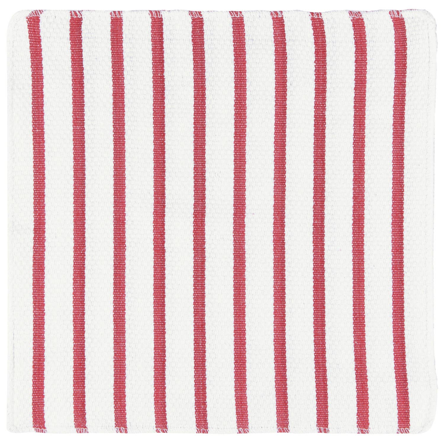 Red and white striped fabric on a white background