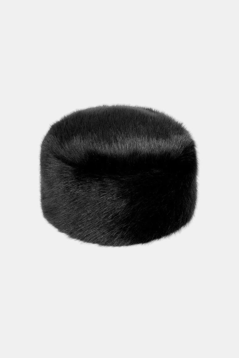 Black fur hat on a white background