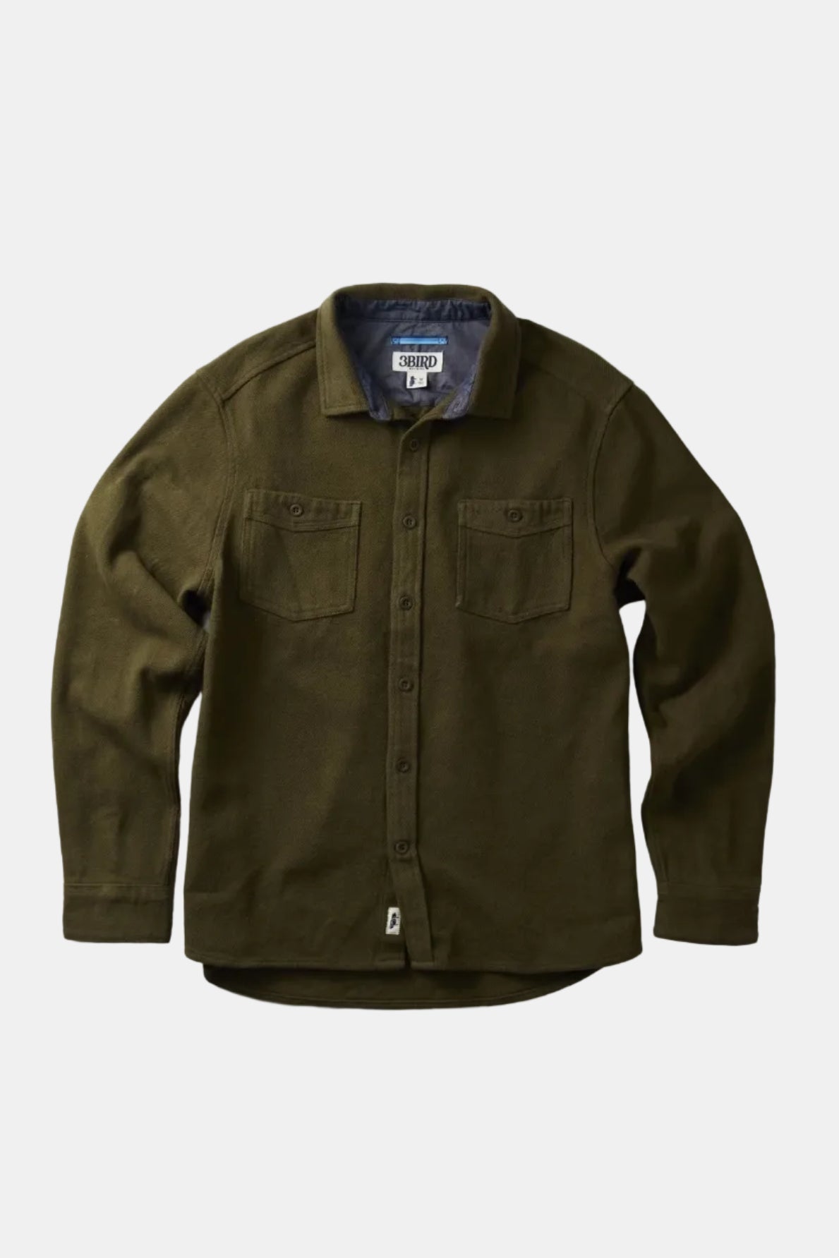 Green shirt with two front pockets on a white background