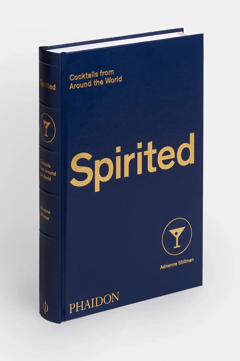 Blue book titled 'Spirited' by Phaidon on a white background