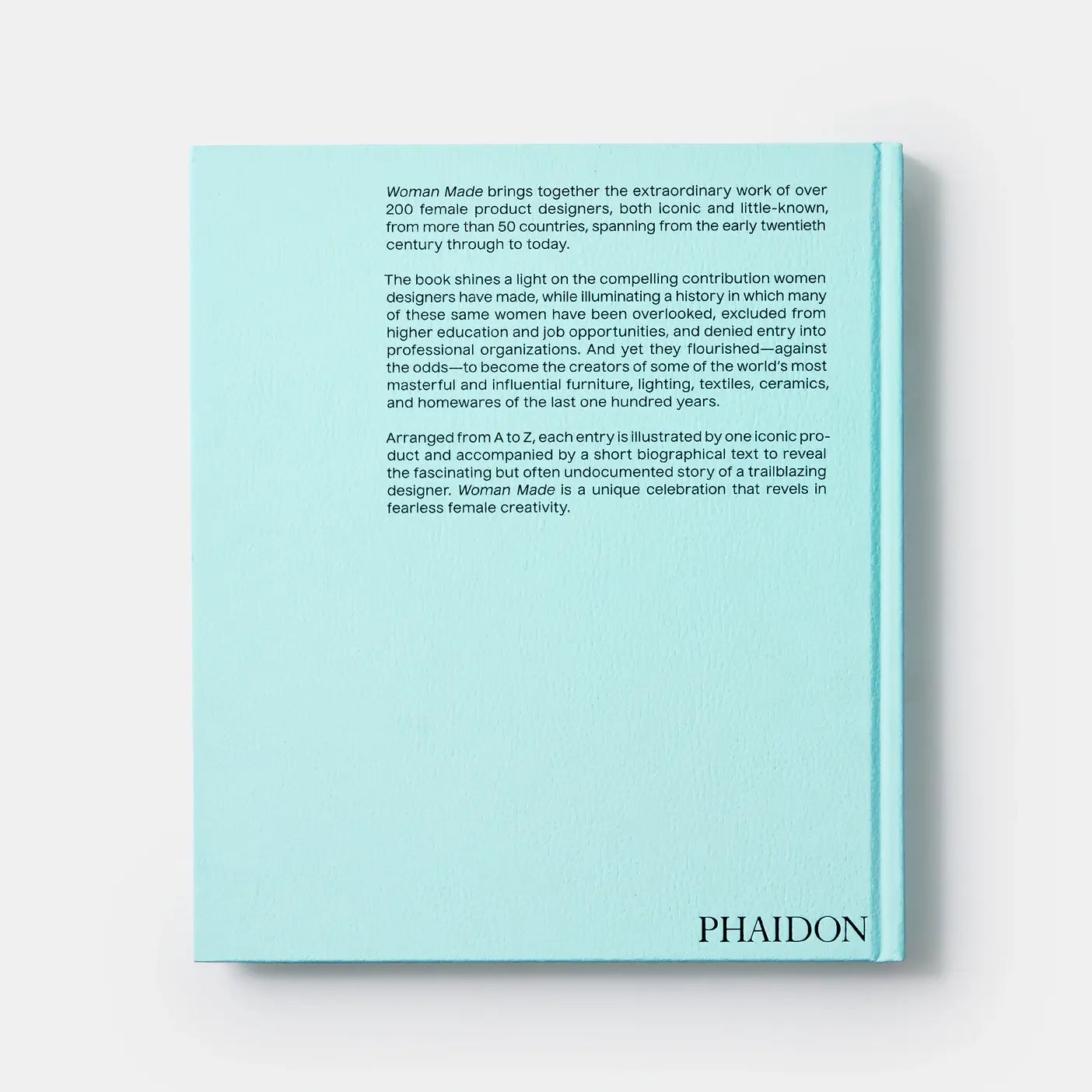 Light blue book with text on a white background