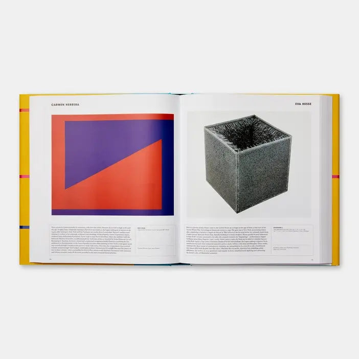 Open book showing a geometric design on one page and a textured cube on the other, against a white background.