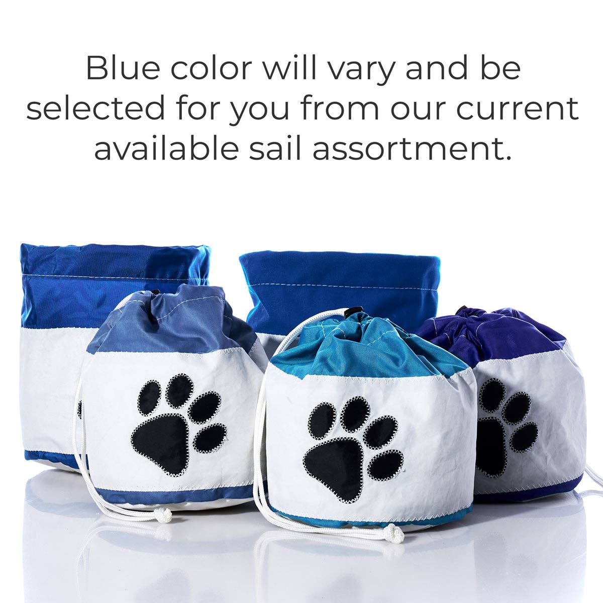 Dog toy bags with paw prints on a white background