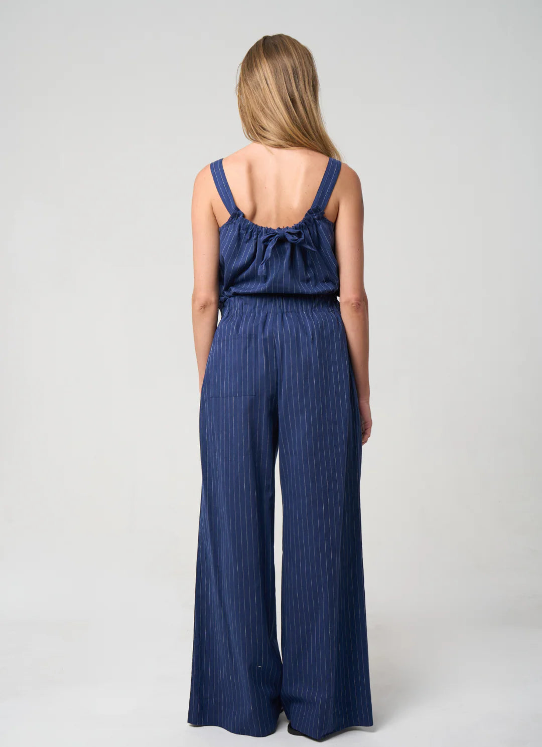 Abby Pant in Cotton Linen Stripe