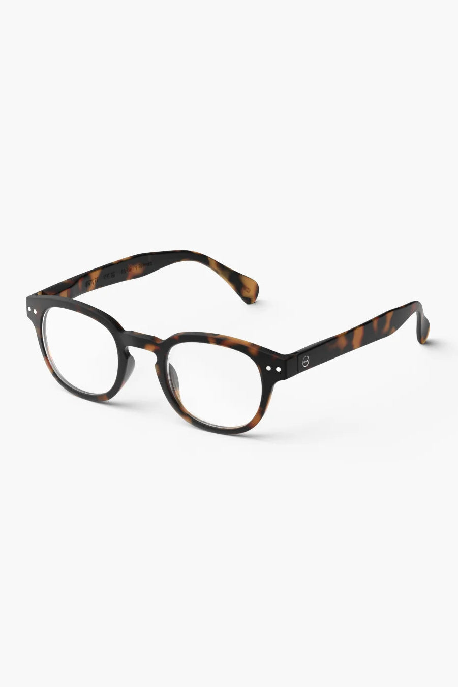 Tortoiseshell eyeglasses on a white background