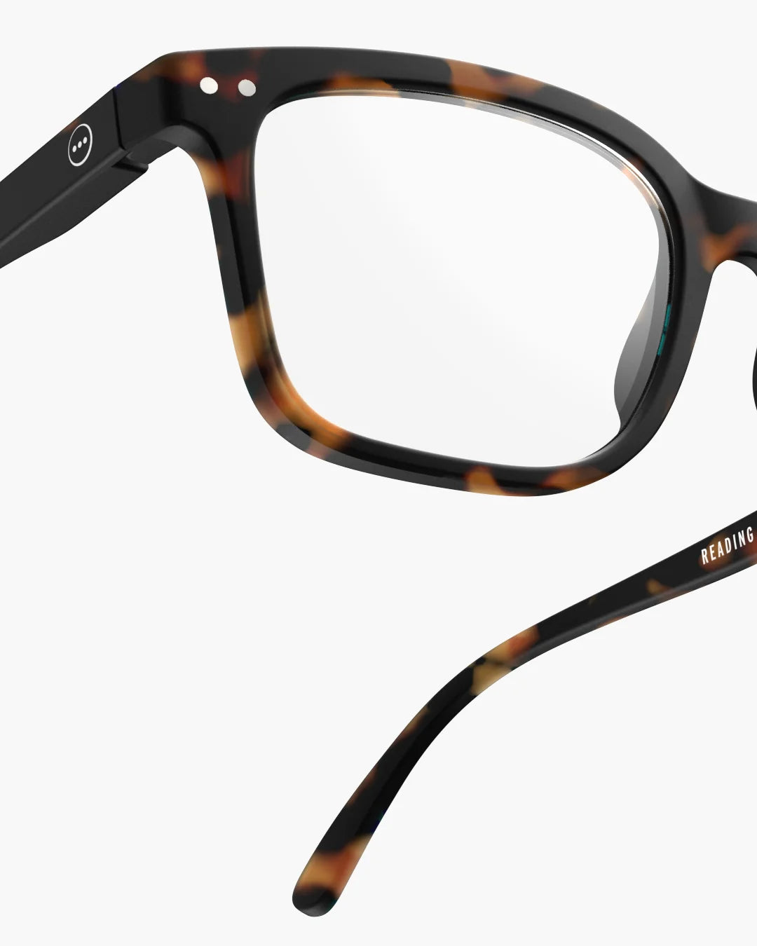 Tortoiseshell eyeglasses on a white background