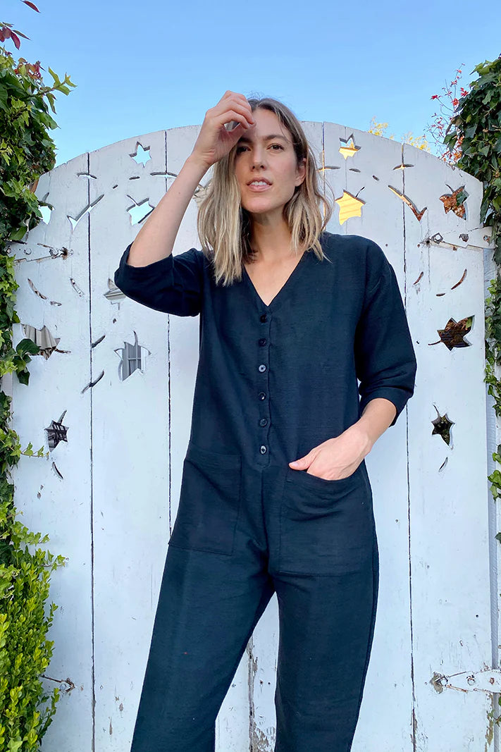 Happy-French-Gang-Textured-Jumpsuit-black