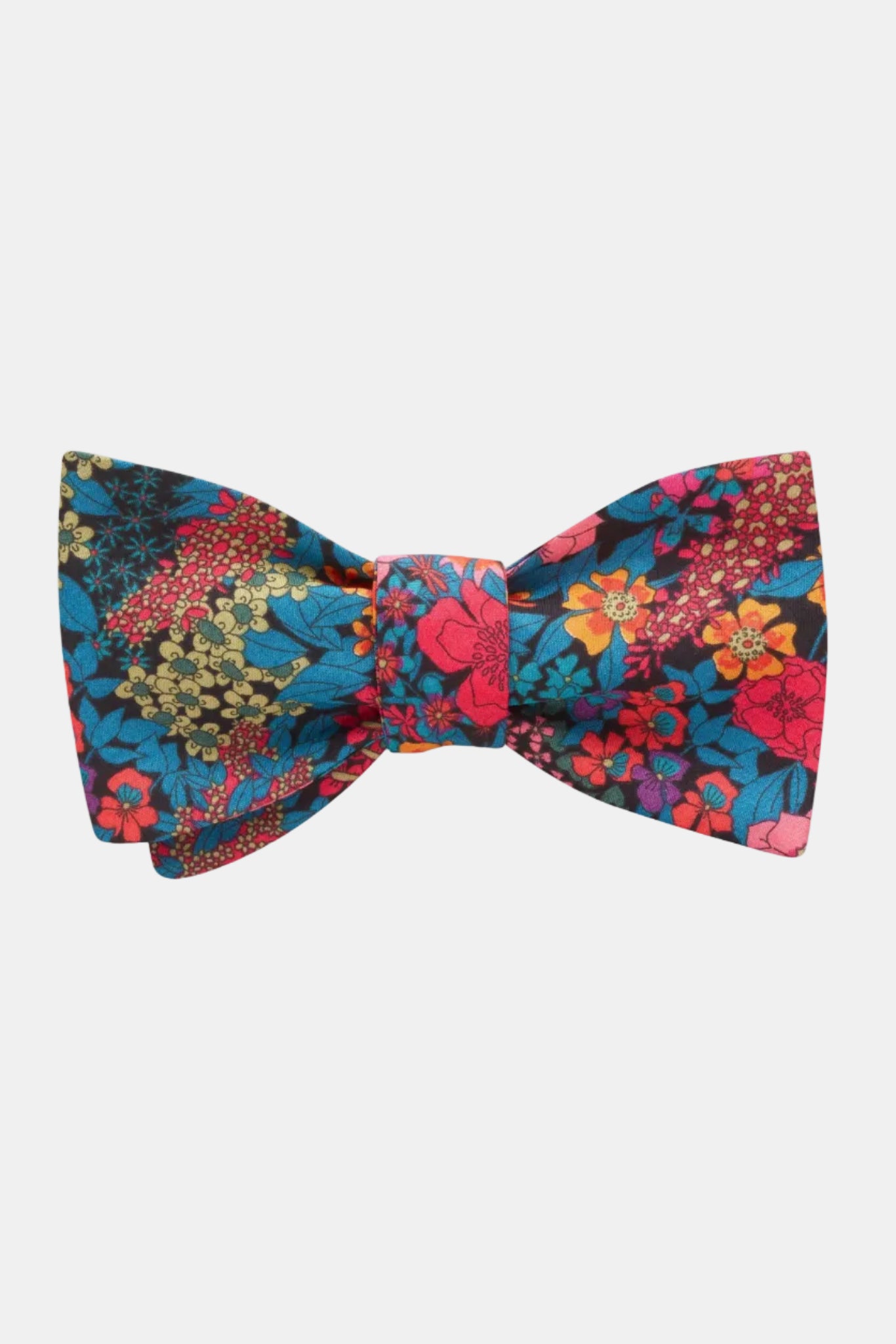 Colorful floral bow tie on a white background
