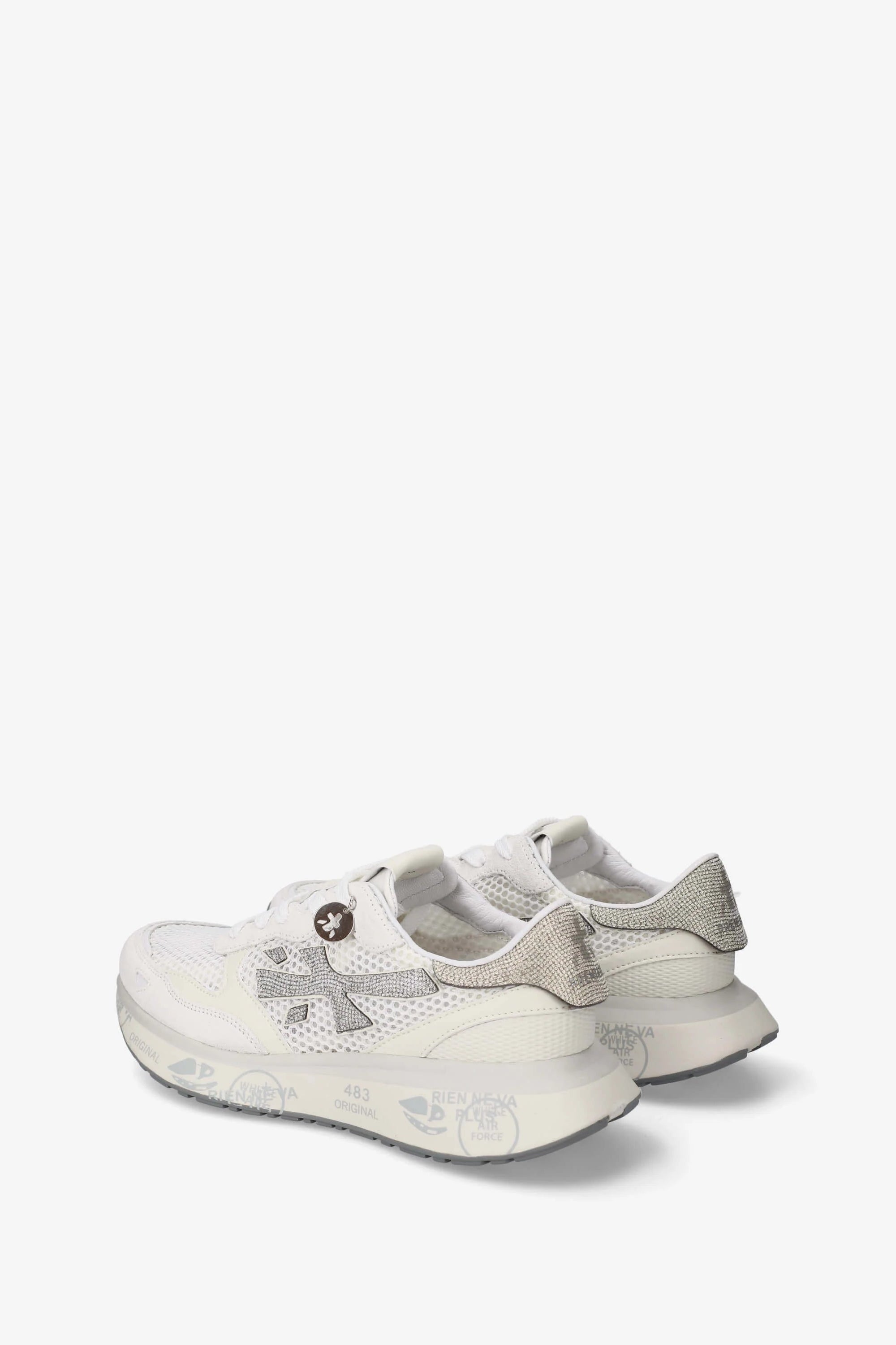 White sneakers with gray accents on a white background
