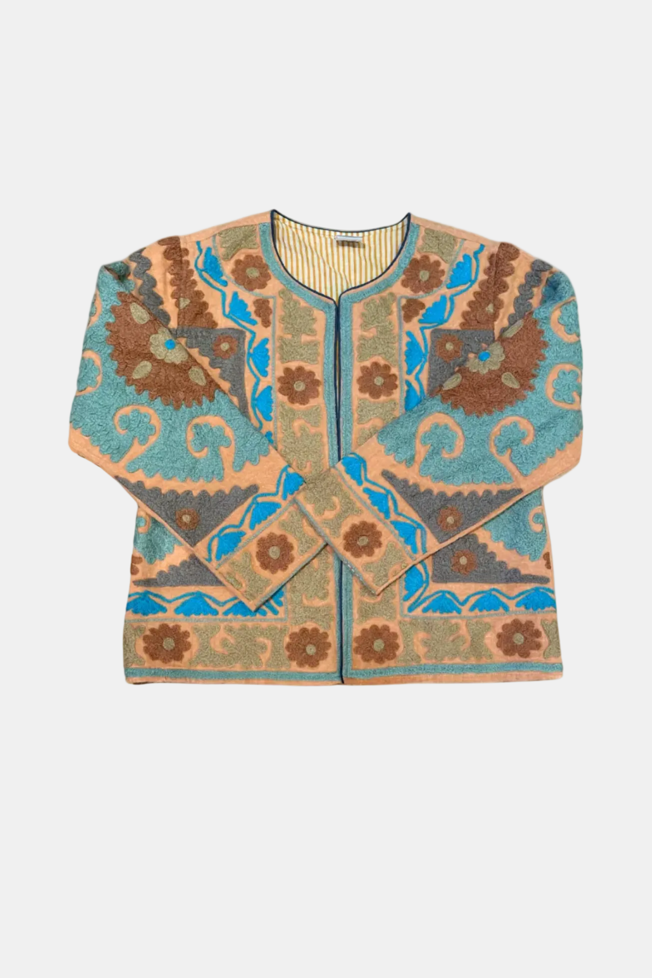 Traditional patterned jacket on a white background