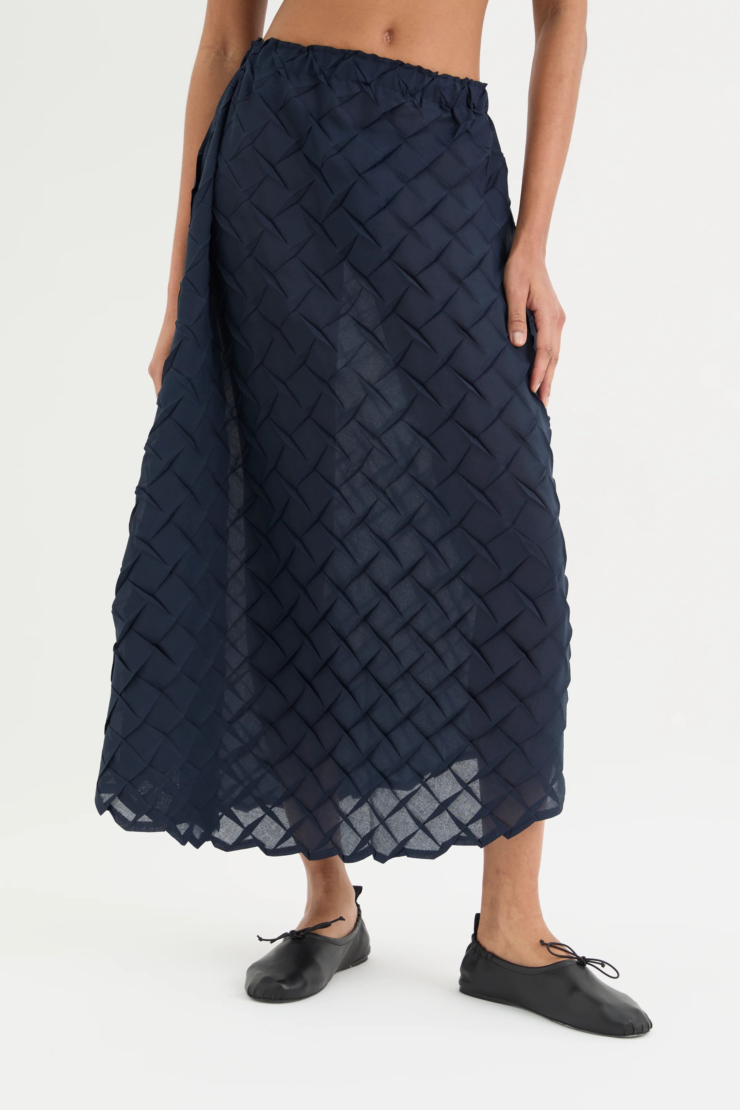 MeiMeiJ Navy Textured Skirt