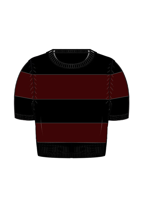 Rugby Striped Cropped S/S Crew