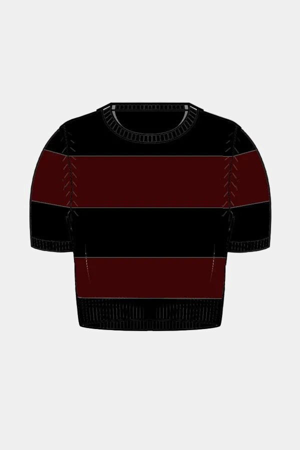 Rugby Striped Cropped S/S Crew