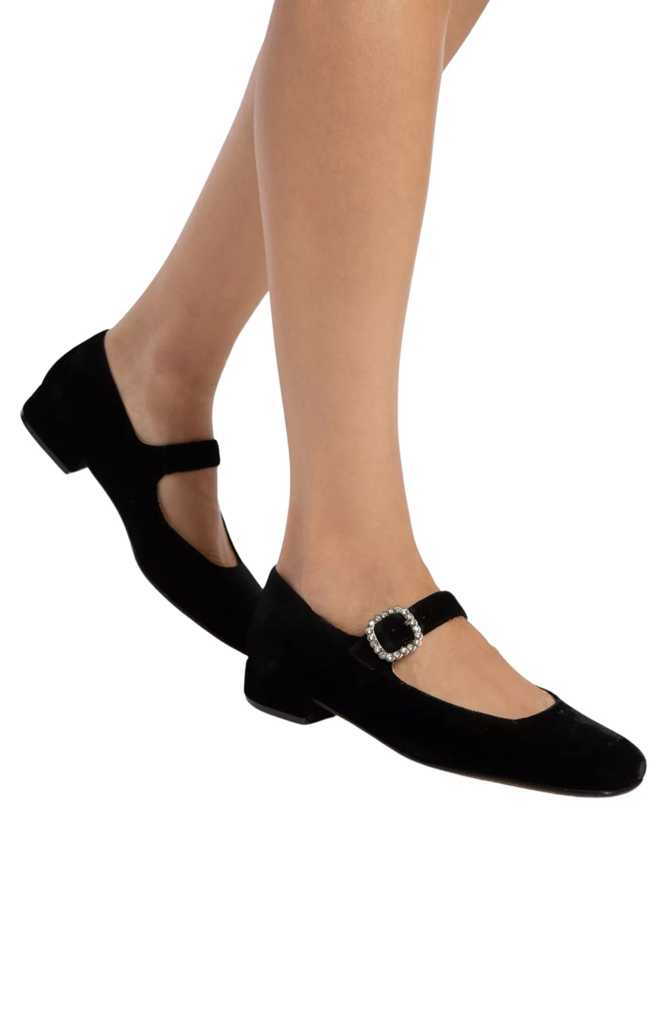 Low Mary Jane Diamante Velvet Shoe