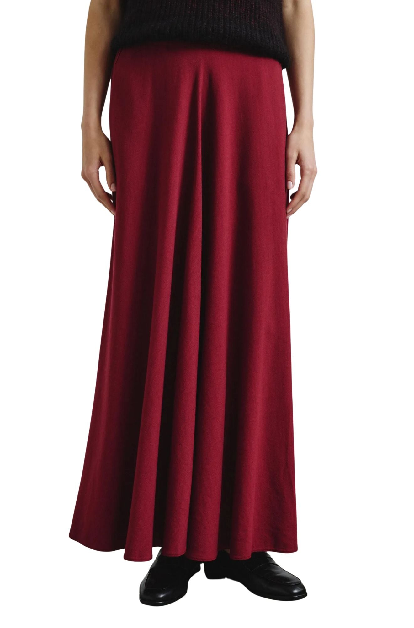 Pomandère-Crepe-flannel-skirt-wine-red