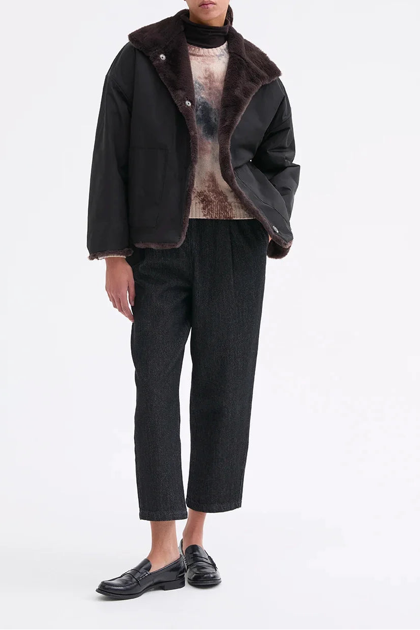 Reversible Fluffy Dark Chocolate & Black Jacket