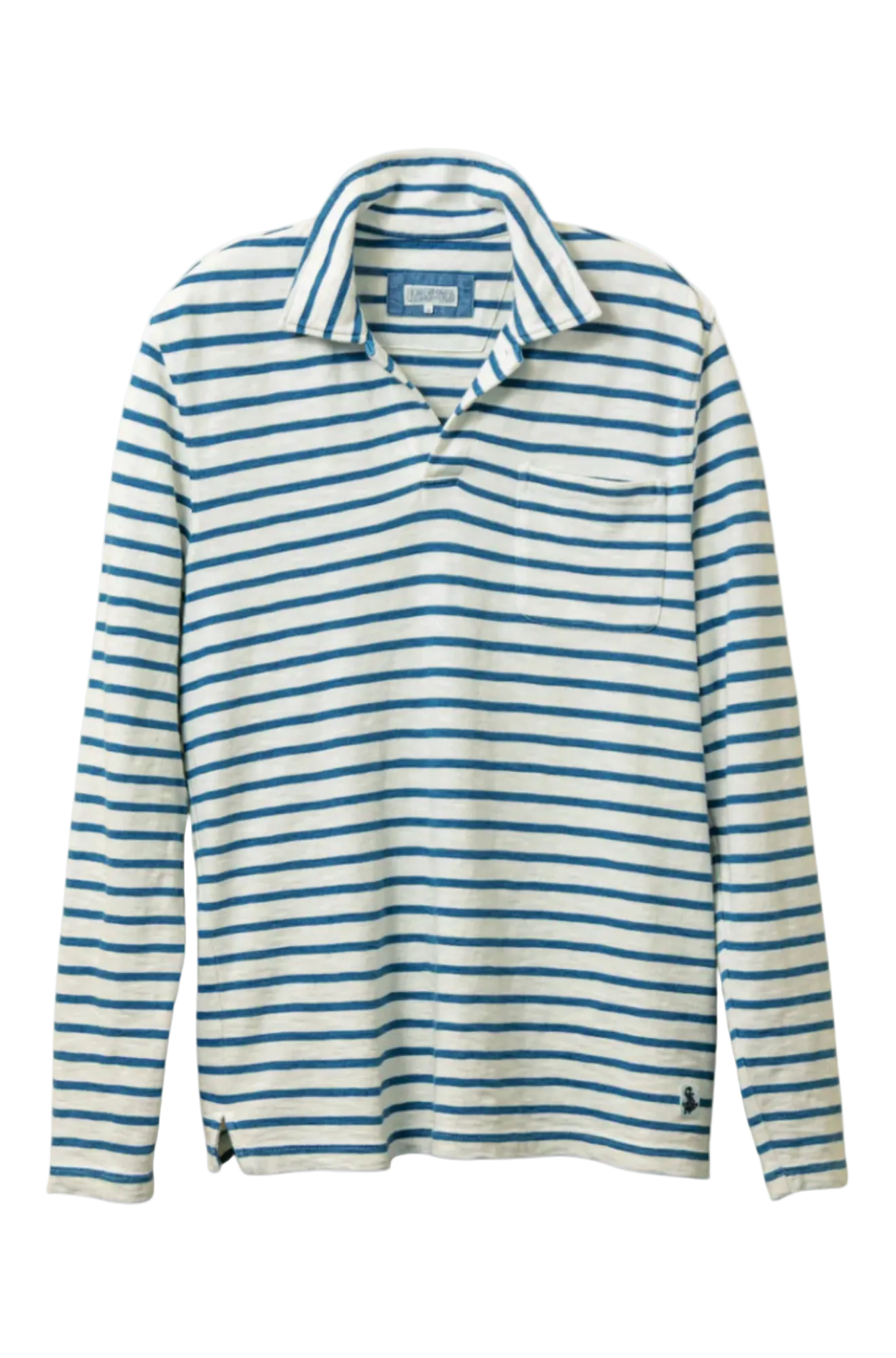 Long Sleeve Indigo Polo