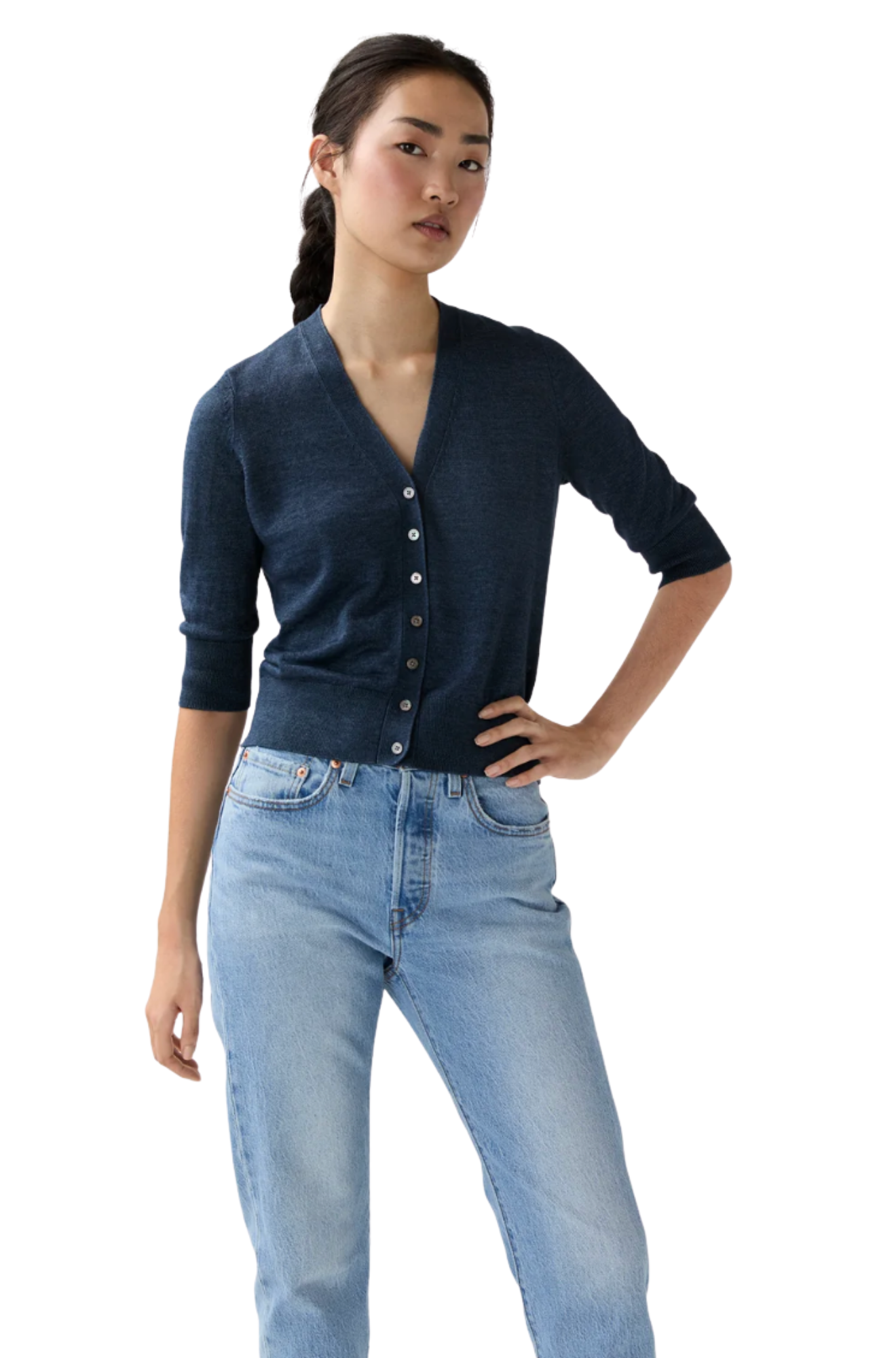 Short-Sleeved Rosie V-Neck Cardigan