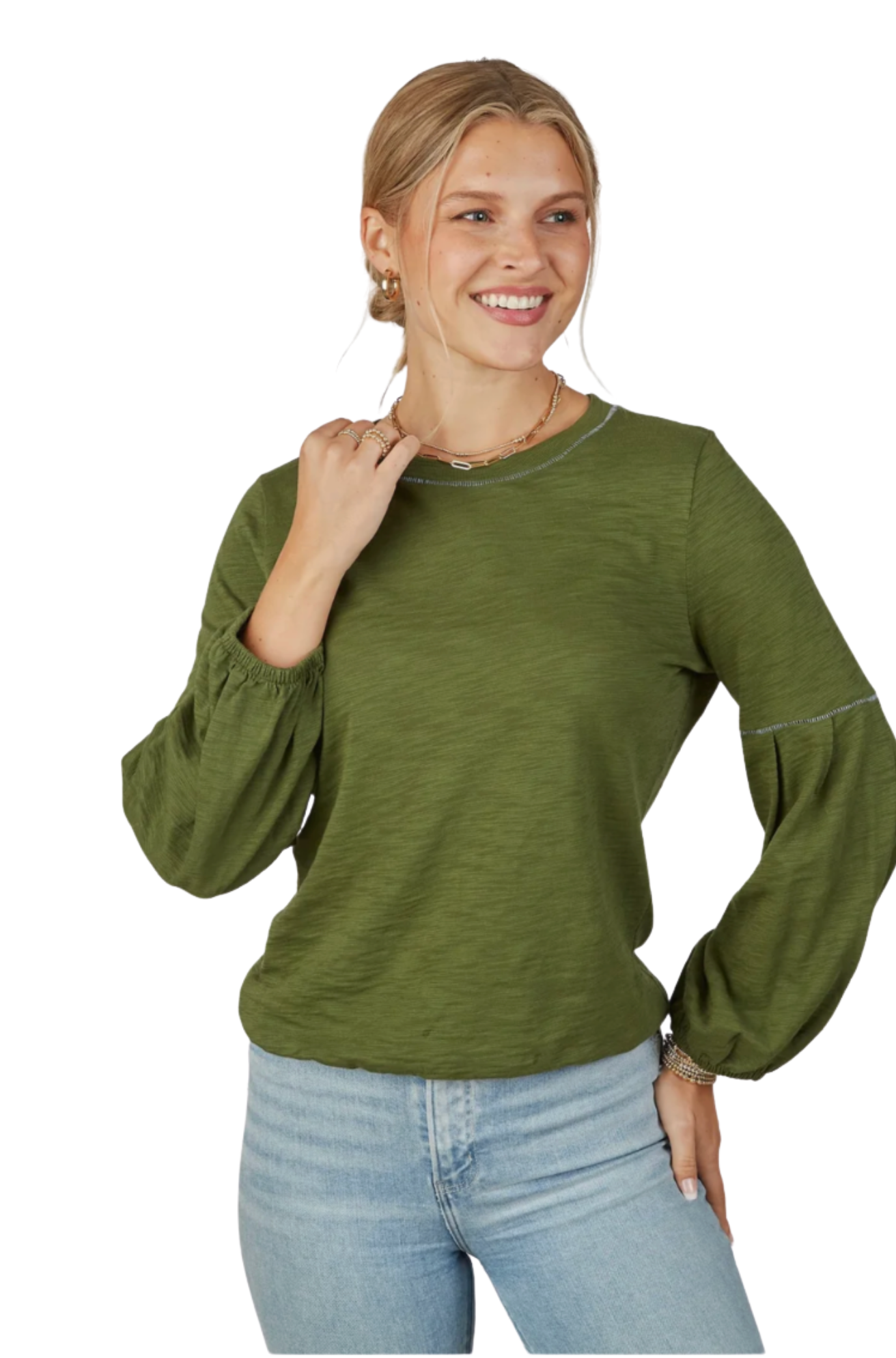 Erin Gray English Popover Long Sleeve Top