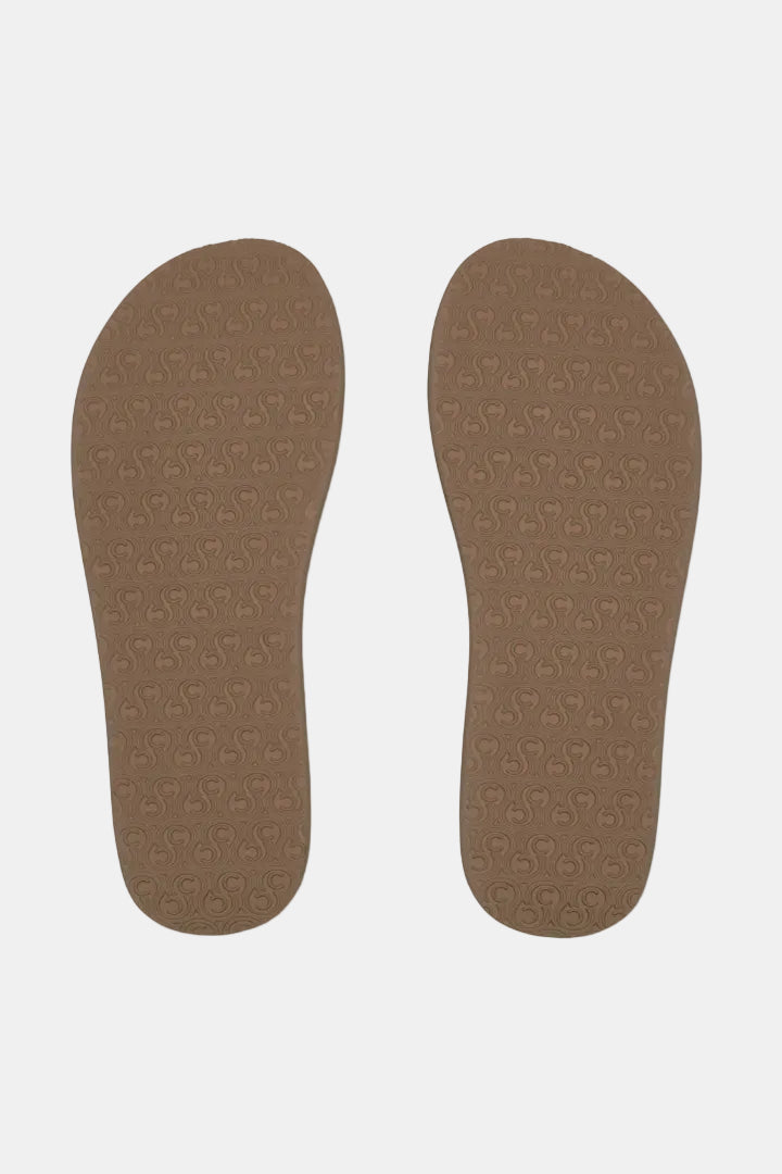 A pair of brown shoe insoles shown from the bottom side, featuring a repeating embossed pattern of small heart-like shapes, on a plain white background.