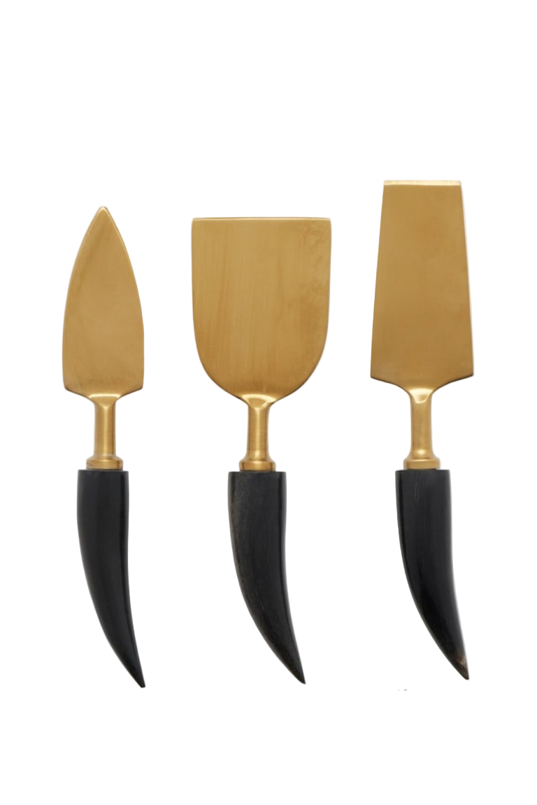 Mateo Matte Gold/Black Cheese Knives