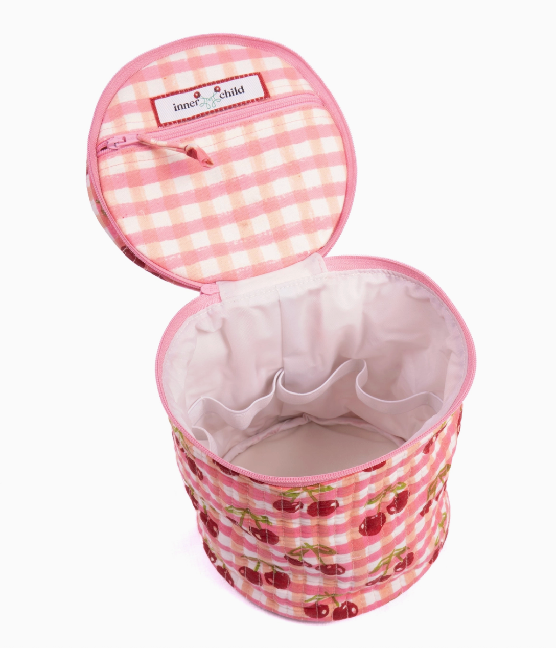 Cherry Round Upright Makeup Bag