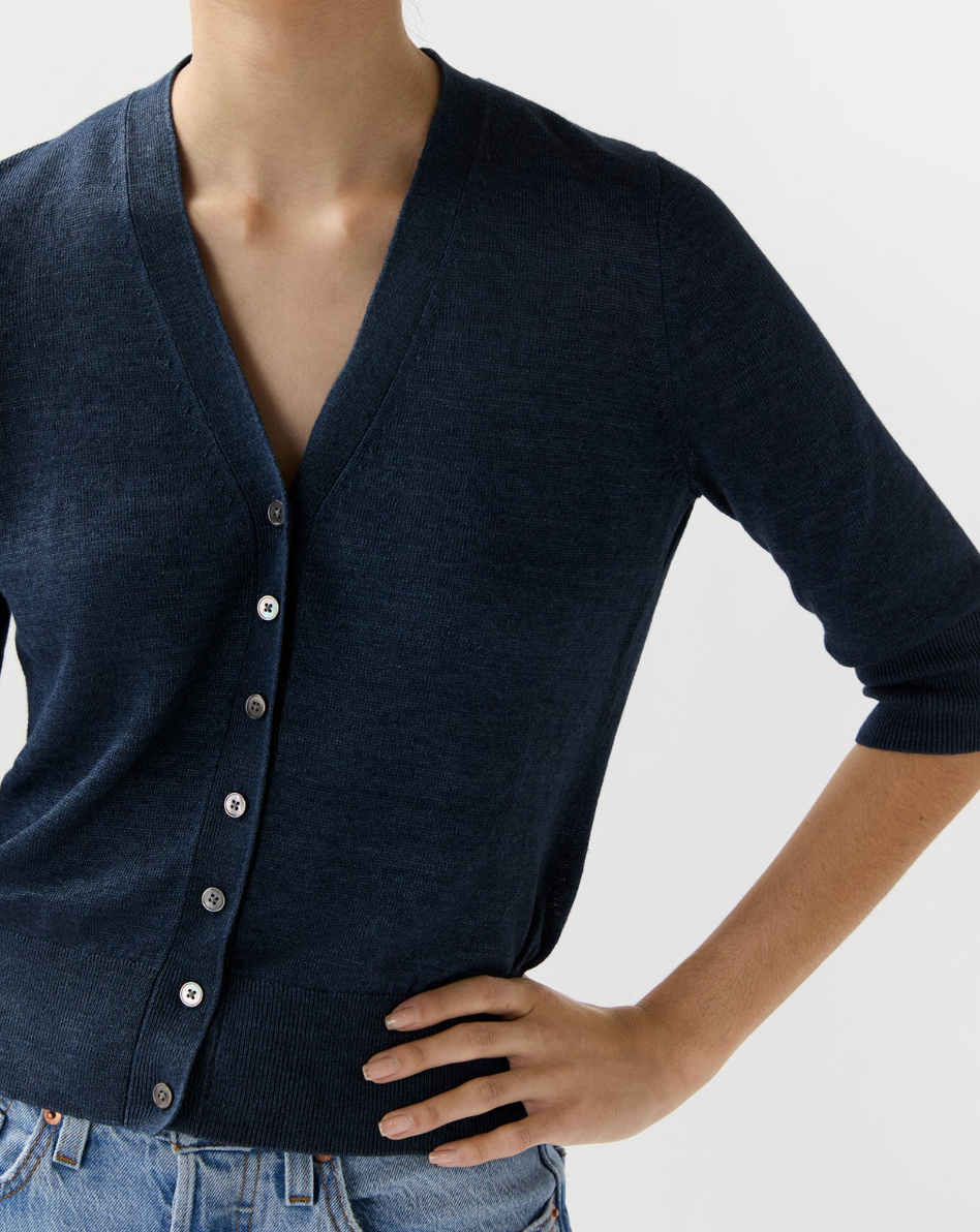 Short-Sleeved Rosie V-Neck Cardigan