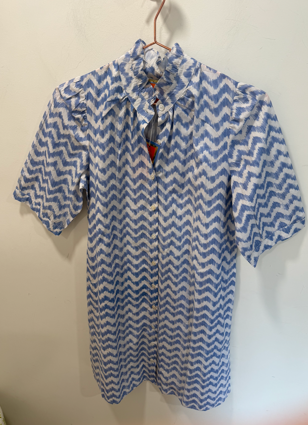 Tuesday SS Dress - Chevron - Blue/White