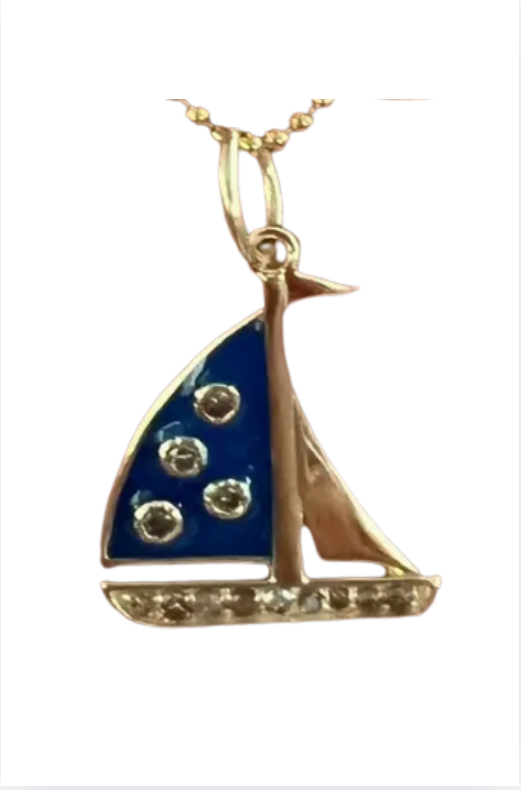 Sailing Diamond & Enamel Charm