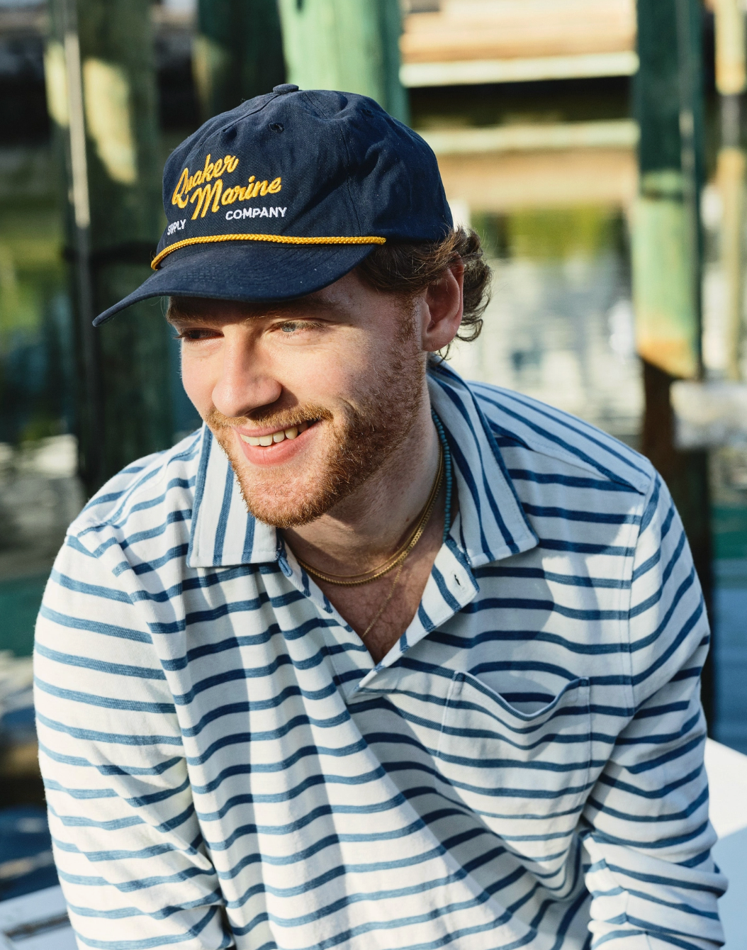 Long Sleeve Indigo Polo