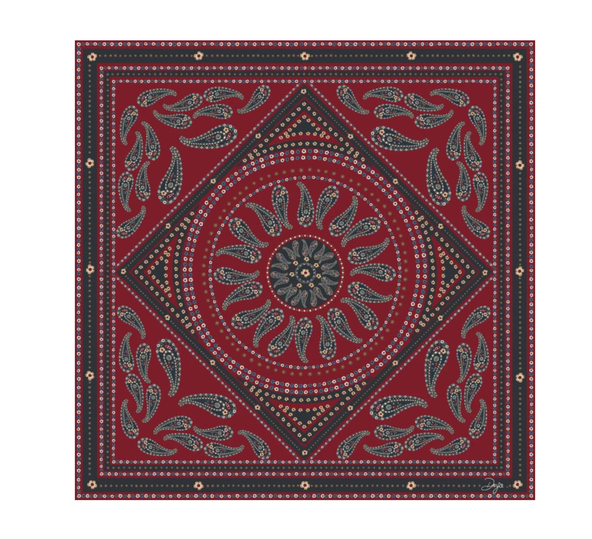 Fareo Scarf - Red Paisley