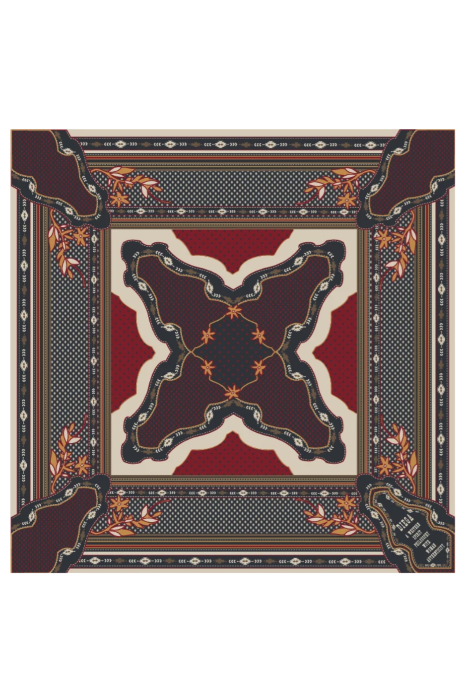 Fareo Scarf - Chocolate/Red Pattern