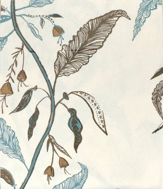 Pattern of feathers and leaves on a light background